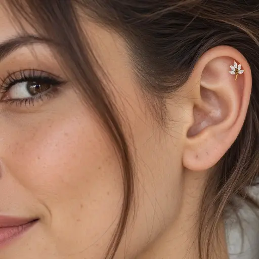 Taşlı Helix - Kıkırdak Piercing