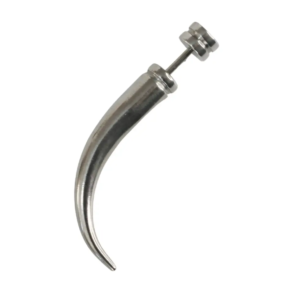 Kavisli Diş Kulak Piercing Tünel Görünümlü 316L Cerrahi Çelik Lobe