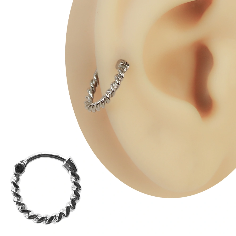 316L cerrahi çelik barlı burgulu halka piercing