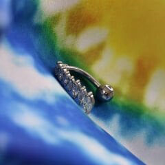 Diagonal Markiz Zirkon Çelik Göbek Piercing | Çelik & Gold Seçenekli