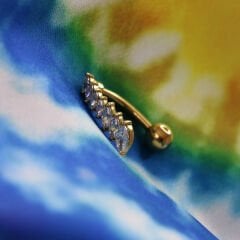 Diagonal Markiz Zirkon Çelik Göbek Piercing | Çelik & Gold Seçenekli