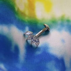 Dört Markiz Zirkon Çelik Göbek Piercing| Çelik & Gold Seçenekli