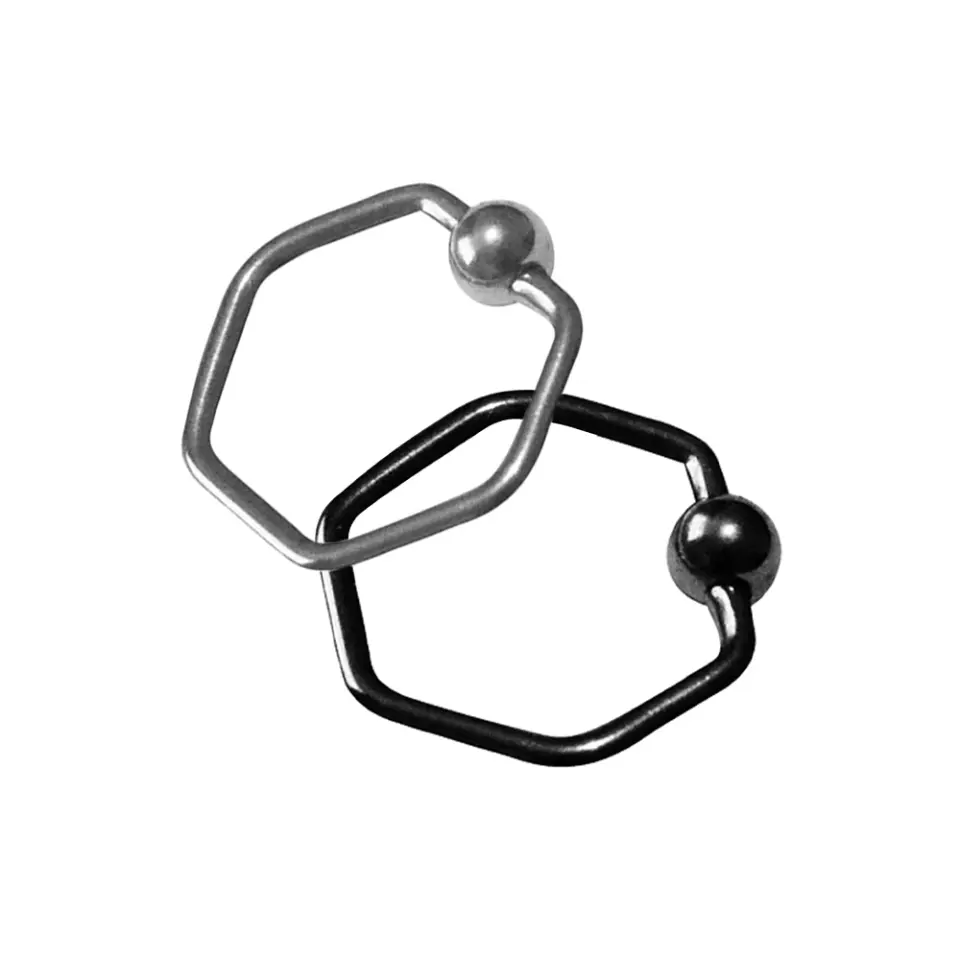 siyah-ve-gumus-renk-cerrahi-celik-top-kapamali-altigen-halka-piercing