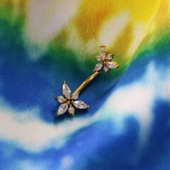 Üçgen Markiz Zirkon Çelik Göbek Piercing | Çelik & Gold Seçenekli