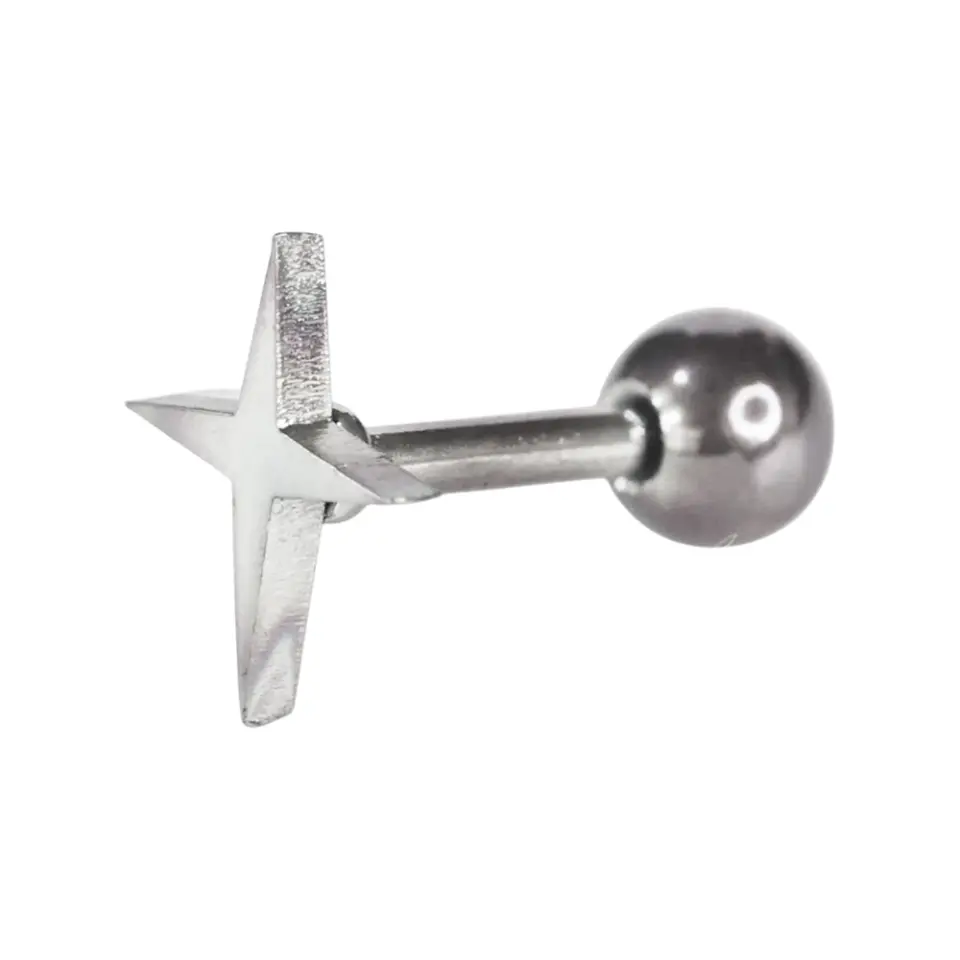 Kuzey Yıldızı Tasarım Gümüş Rengi 316L Cerrahi Çelik Kıkırdak Helix Piercing