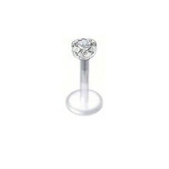 Kalp Taş Kristal Bioplastik (PTFE) Labret Piercing, Tragus-Helix-Conch-Burun-Dudak-Kıkırdak