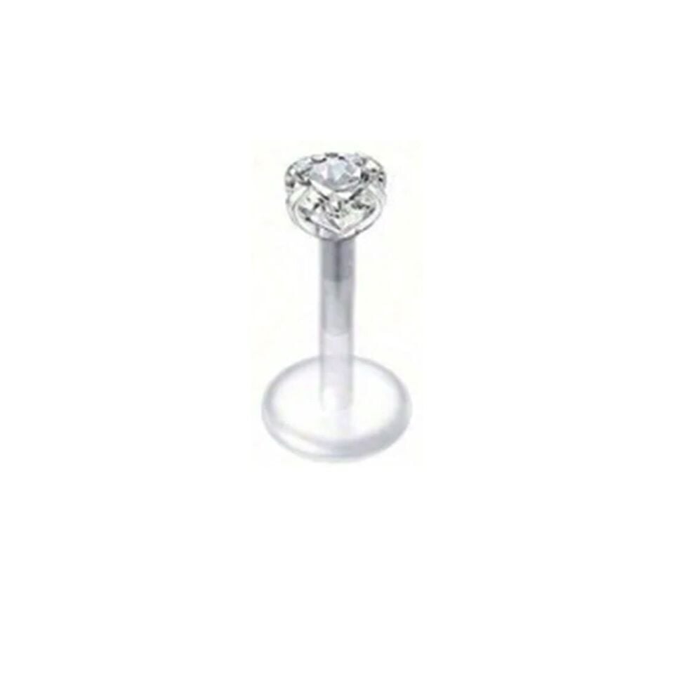 Kalp Taş Kristal Bioplastik (PTFE) Labret Piercing, Tragus-Helix-Conch-Burun-Dudak-Kıkırdak