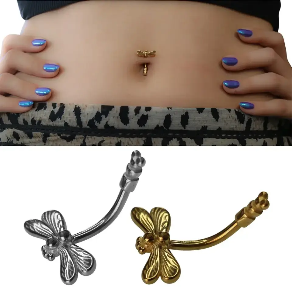 Sky Dancer Yusufçuk Figürlü 316L Cerrahi Çelik Göbek Piercing Gümüş ve Altın Seçenekleri
