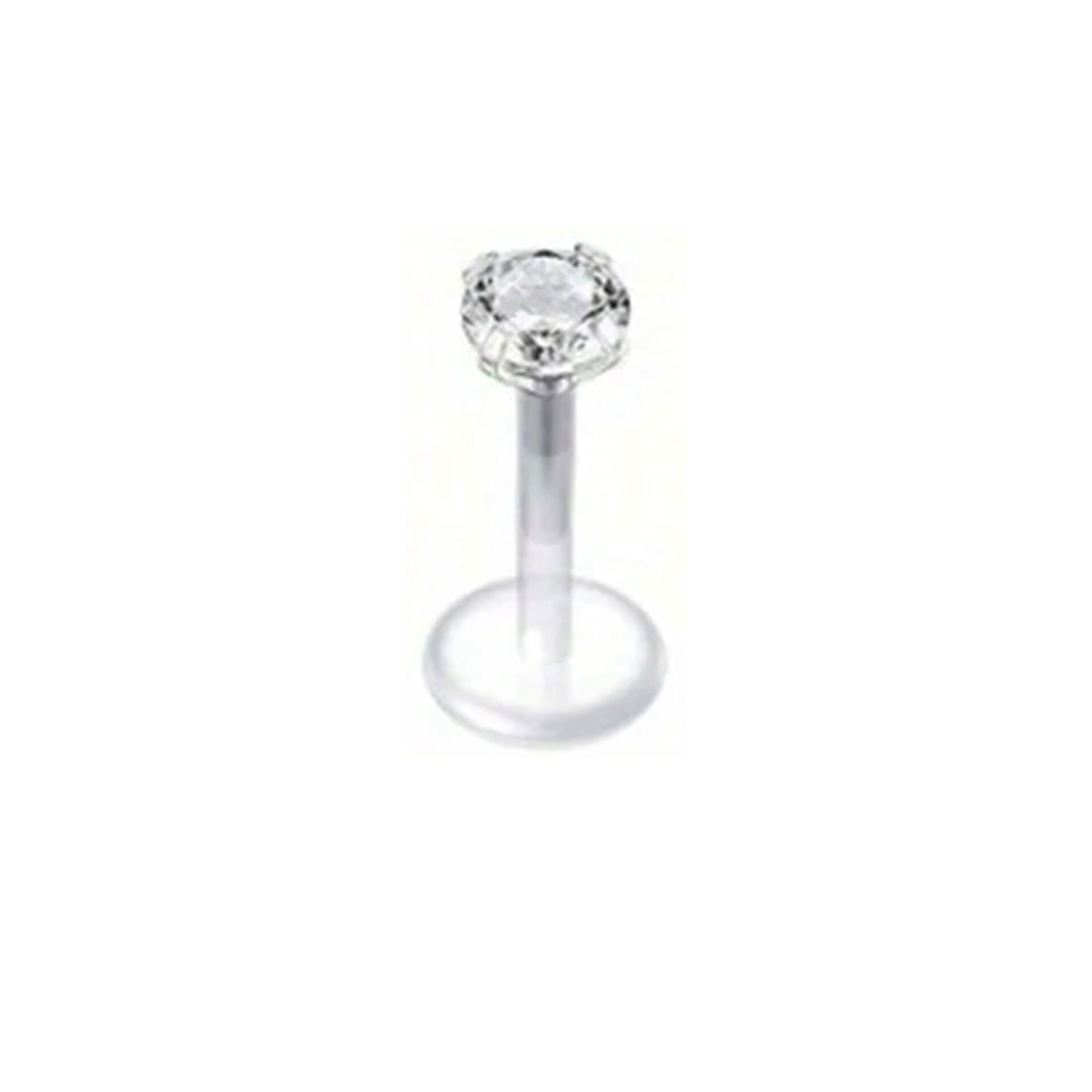 Yuvarlak Taş Kristal Bioplastik (PTFE) Labret Piercing, Tragus-Helix-Conch-Burun-Dudak-Kıkırdak