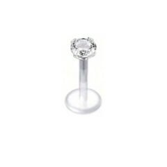 Yuvarlak Taş Kristal Bioplastik (PTFE) Labret Piercing, Tragus-Helix-Conch-Burun-Dudak-Kıkırdak