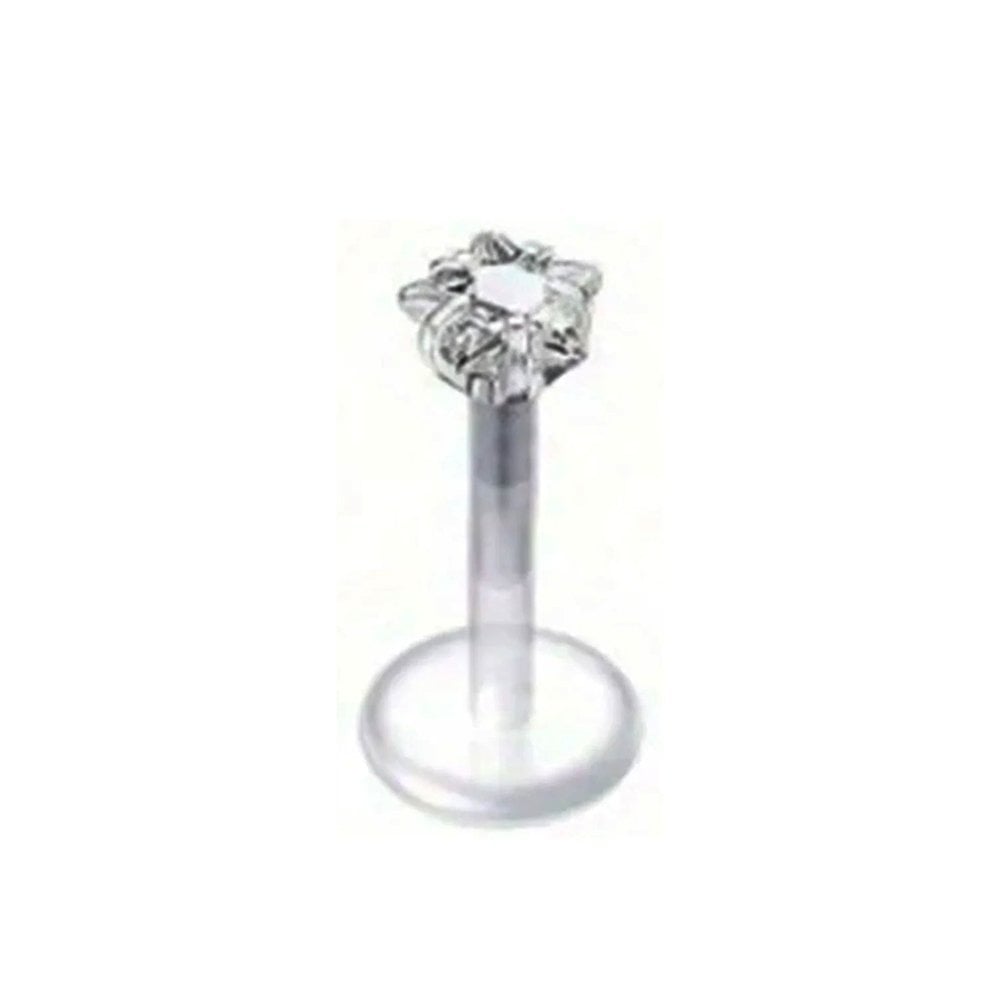 Yıldız Taş Kristal Şeffaf Bioplastik Dudak Piercing