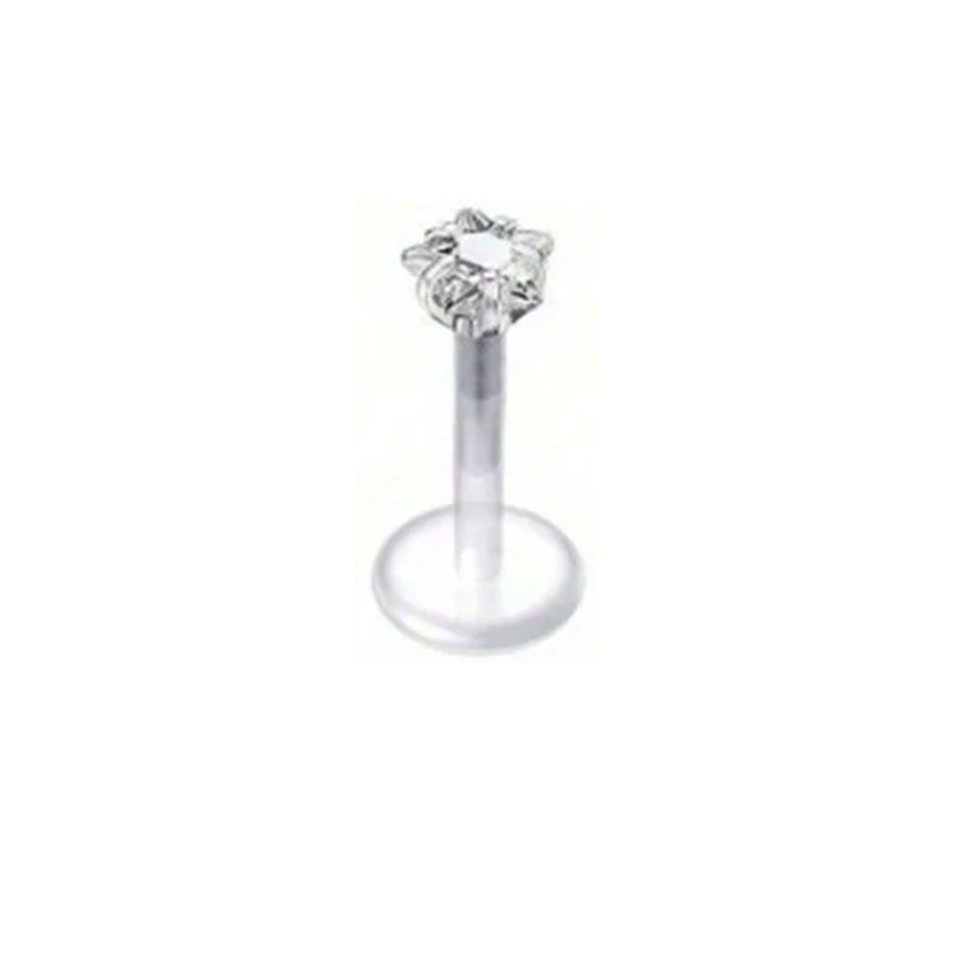 Yıldız Taş Kristal Bioplastik (PTFE) Labret Piercing, Tragus-Helix-Conch-Burun-Dudak-Kıkırdak