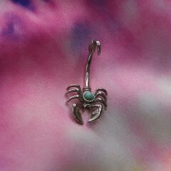 Akrep Turkuaz Taş Çelik Göbek Piercing | Çelik & Gold Seçenekli