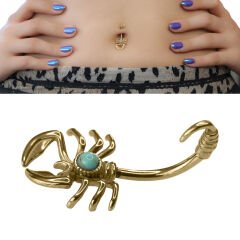Akrep Turkuaz Taş Çelik Göbek Piercing | Çelik & Gold Seçenekli