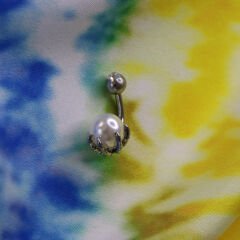 Pençe Figürlü İnci Göbek Piercing | Çelik & Gold Seçenekli