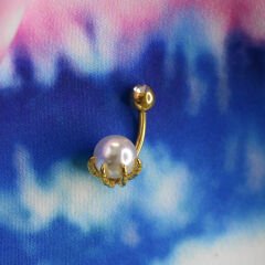 Pençe Figürlü İnci Göbek Piercing | Çelik & Gold Seçenekli