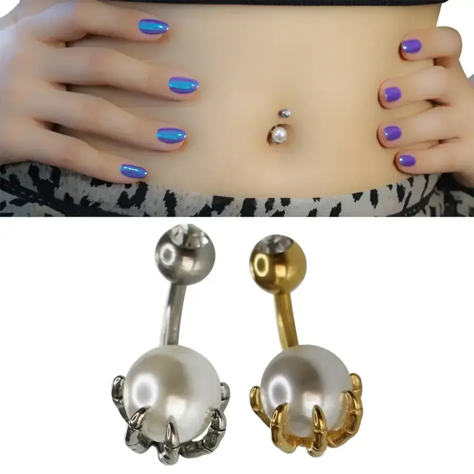 Dragon’s Pearl Ejderha İncisi 316L Cerrahi Çelik Göbek Piercing Gümüş ve Altın Renkler