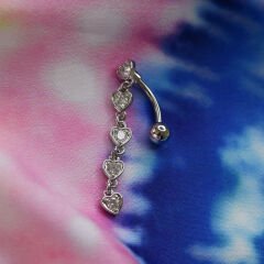 Kalp Sallantı Çelik Göbek Piercing| Çelik & Gold Seçenekli
