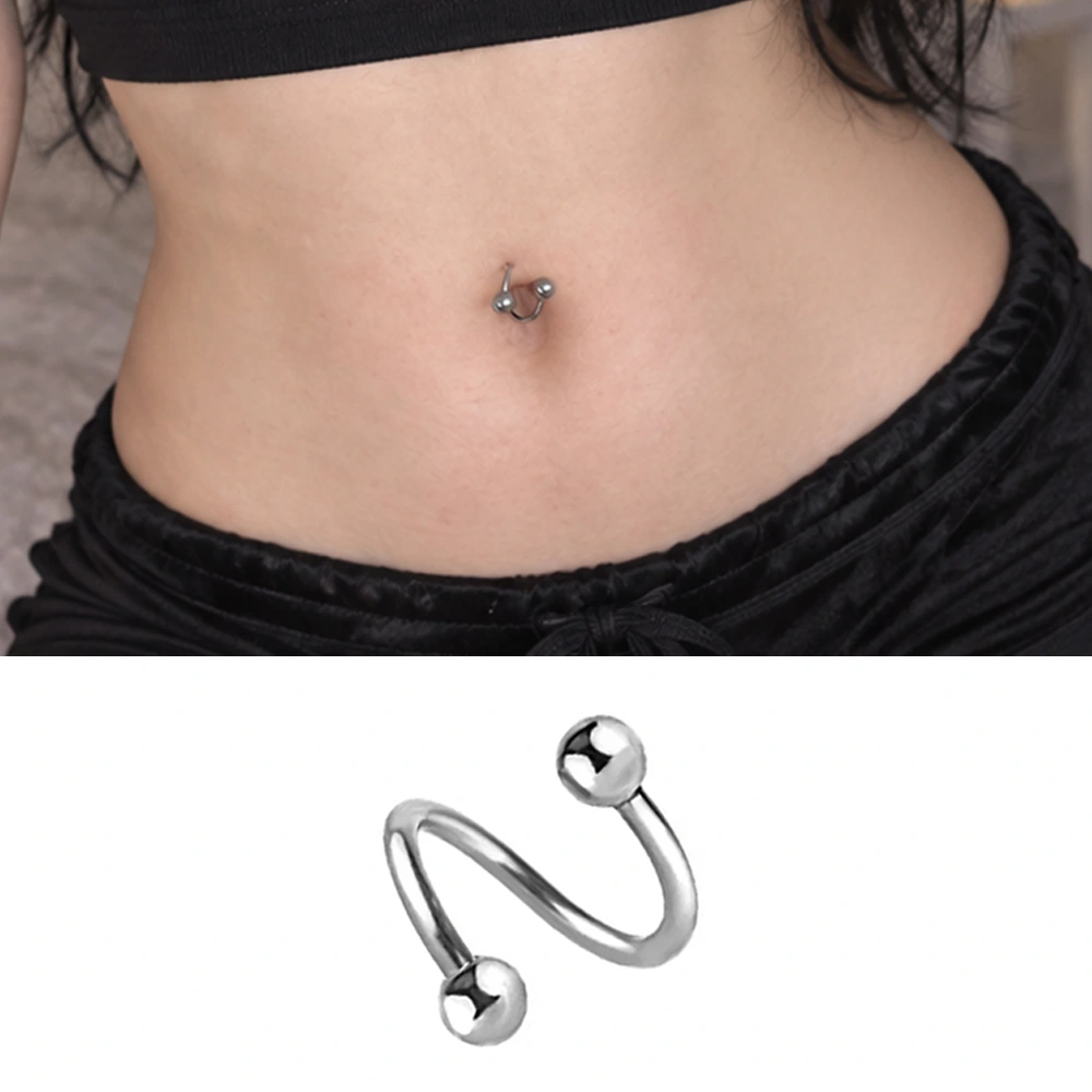 Cerrahi çelik gümüş renk spiral göbek piercing
