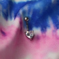 Kalp Zirkon Çelik Göbek Piercing | Çelik & Gold Seçenekli