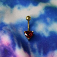 Kalp Zirkon Çelik Göbek Piercing | Çelik & Gold Seçenekli