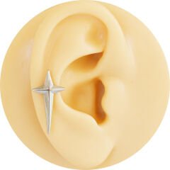 Kutup Haç 6x1,2mm Çelik Piercing, Tragus-Helix-Kıkırdak