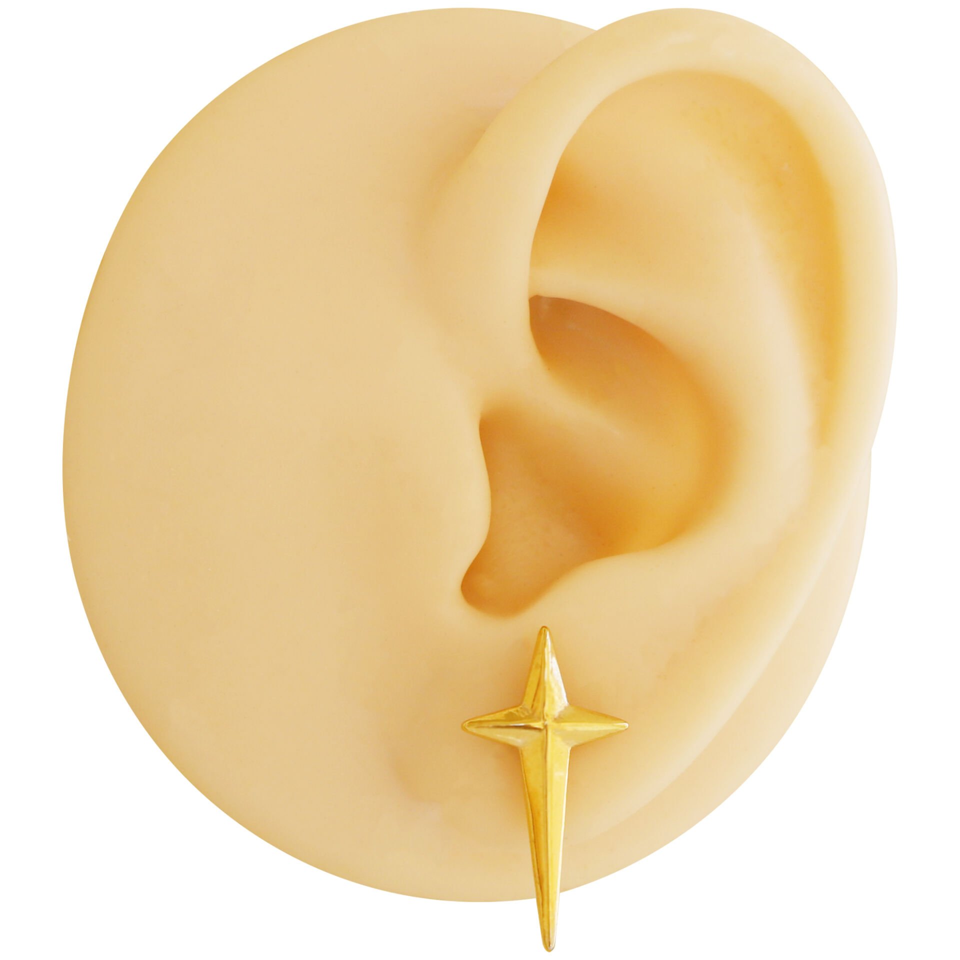 Kutup Haç Gold 6x1,2mm Çelik Piercing, Tragus-Helix-Kıkırdak