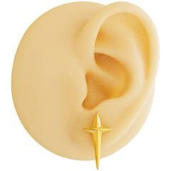 Kutup Haç Gold 6x1,2mm Çelik Piercing, Tragus-Helix-Kıkırdak