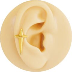 Kutup Haç Gold 6x1,2mm Çelik Piercing, Tragus-Helix-Kıkırdak
