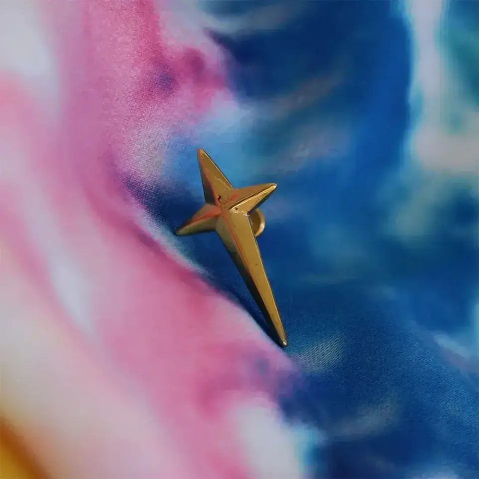 Arkası düz flatback vidalı sistem altın kutup yıldızı piercing