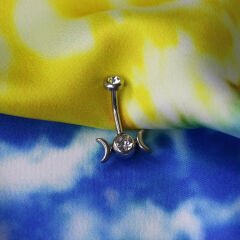 Ay Döngüsü Çelik Göbek Piercing | Çelik & Gold Seçenekli
