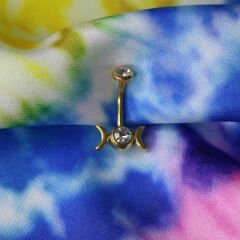 Ay Döngüsü Çelik Göbek Piercing | Çelik & Gold Seçenekli