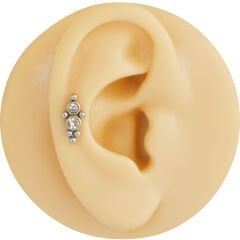 Zirkon Taşlı 6x1,2mm Çelik Piercing, Tragus-Helix-Kıkırdak