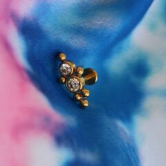 Zirkon Taşlı 6x1,2mm Çelik Piercing, Tragus-Helix-Kıkırdak