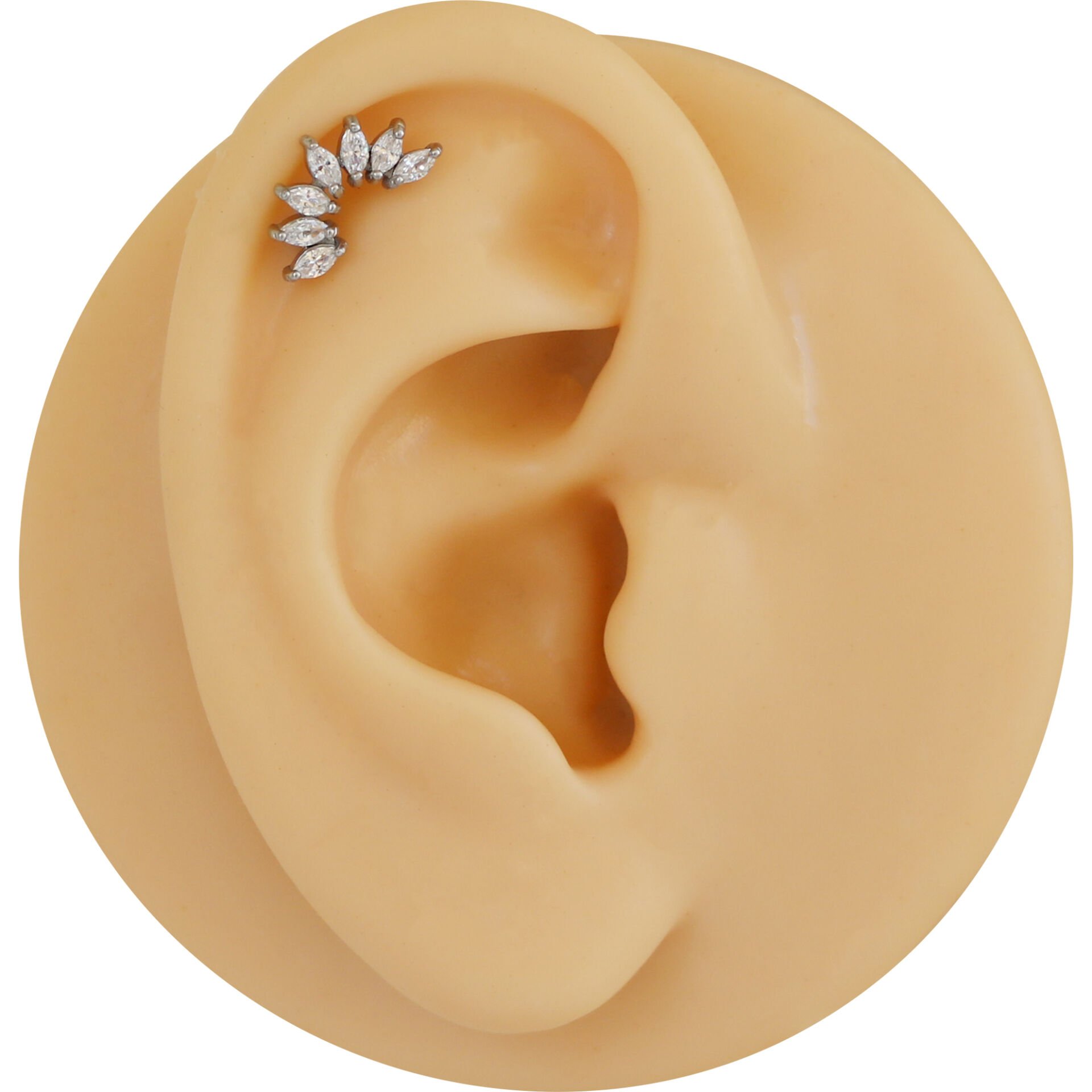 Yedi Markiz Zirkon 6x1.2mm Çelik Labret Piercing, Tragus-Helix-Kıkırdak