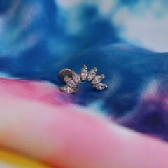 Yedi Markiz Zirkon 6x1.2mm Çelik Labret Piercing, Tragus-Helix-Kıkırdak