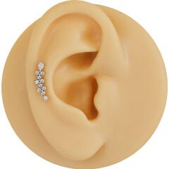 Sıra Zirkon Taşlı 6x1.2mm Çelik Labret Piercing, Tragus-Helix-Kıkırdak