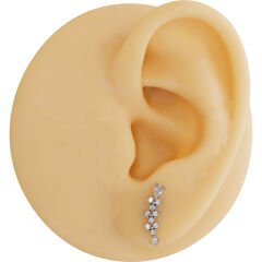 Sıra Zirkon Taşlı 6x1.2mm Çelik Labret Piercing, Tragus-Helix-Kıkırdak
