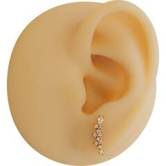 Sıra Zirkon Taşlı 6x1.2mm Gold Çelik Labret Piercing, Tragus-Helix-Kıkırdak