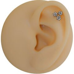 Üçgen Papatya Zirkon 6x1.2mm Çelik Labret Piercing, Tragus-Helix-Kıkırdak