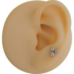 Üçgen Papatya Zirkon 6x1.2mm Çelik Labret Piercing, Tragus-Helix-Kıkırdak