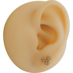 Üçgen Papatya Zirkon 6x1.2mm Gold Çelik Labret Piercing, Tragus-Helix-Kıkırdak