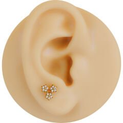 Üçgen Papatya Zirkon 6x1.2mm Gold Çelik Labret Piercing, Tragus-Helix-Kıkırdak