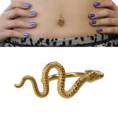 Yılan Çelik Göbek Piercing | Çelik & Gold Seçenekli Yılan Gold Çelik Göbek Piercing