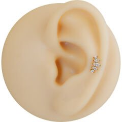 Beş Markiz Zirkon 6x1.2mm Gold Çelik Labret Piercing, Tragus-Helix-Kıkırdak