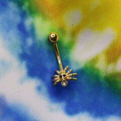 Örümcek Zirkon Çelik Göbek Piercing | Çelik & Gold Seçenekli