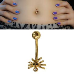 Örümcek Zirkon Çelik Göbek Piercing | Çelik & Gold Seçenekli