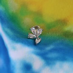 Üç Damla Sallantı Zirkon 6x1.2mm Çelik Labret Piercing, Tragus-Helix-Kıkırdak