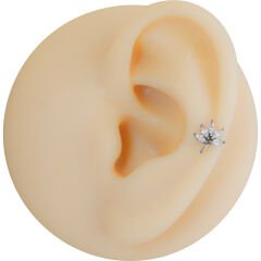 Markiz Çiçek Zirkon 6x1.2mm Çelik Labret Piercing, Tragus-Helix-Kıkırdak