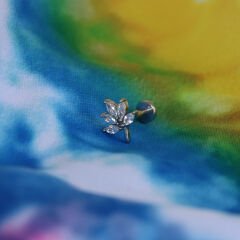 Markiz Çiçek Zirkon 6x1.2mm Çelik Labret Piercing, Tragus-Helix-Kıkırdak